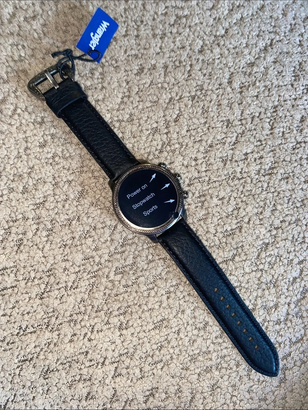 🆕 Wrangler Round Silvertone Smartwatch Leather Strap Android iPhone Compatible